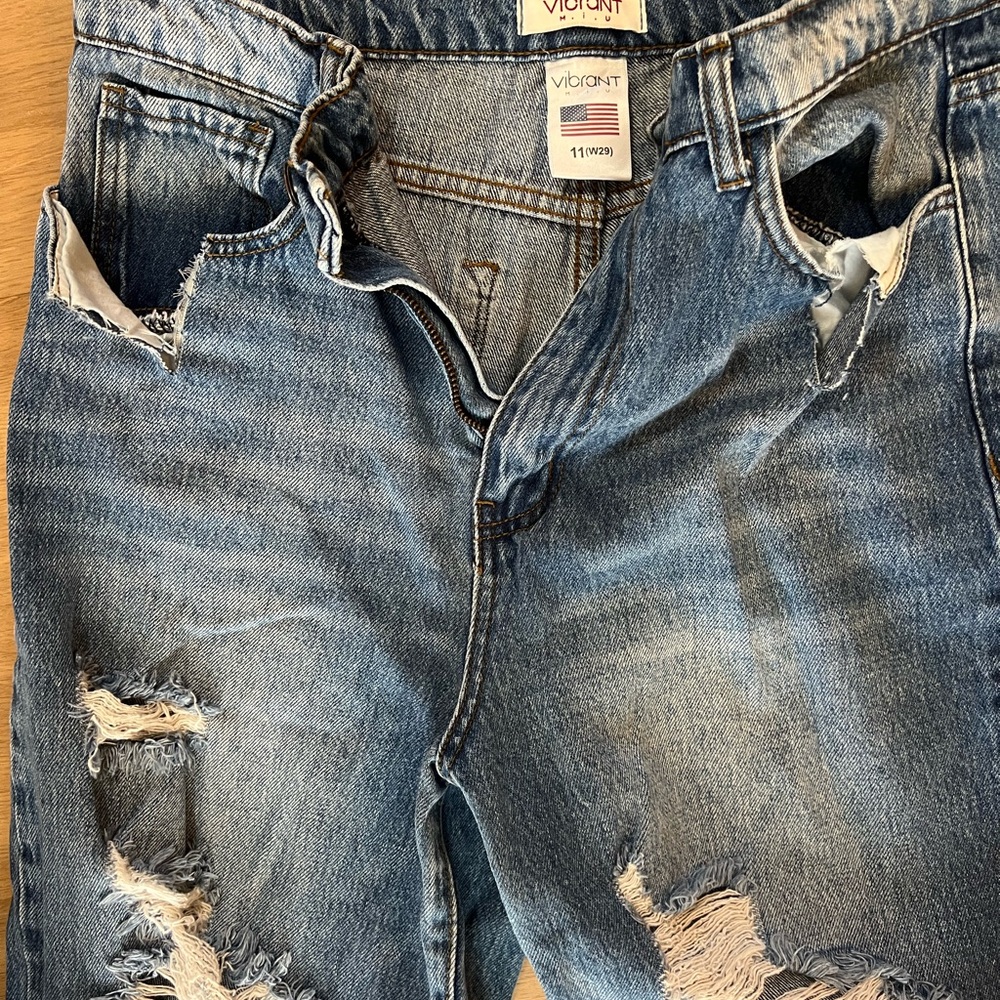 Vibrant Women Distressed Blue wide leg Jeans